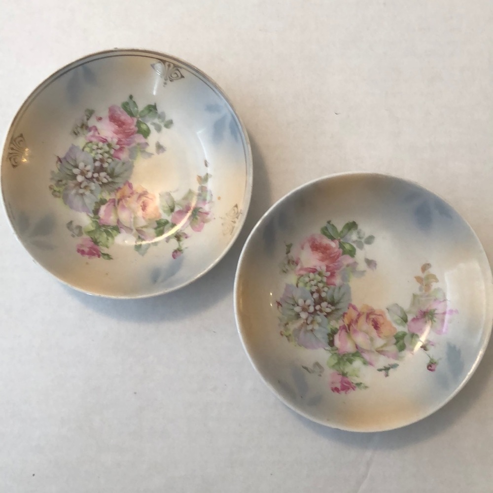 Antique Small Bowls with Flowers
